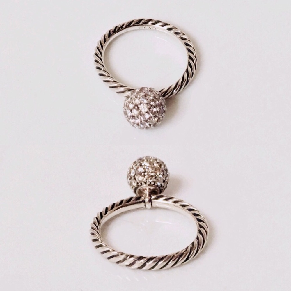 David Yurman 8mm Pave Diamond Elements Stack Ring - Picture 4 of 8